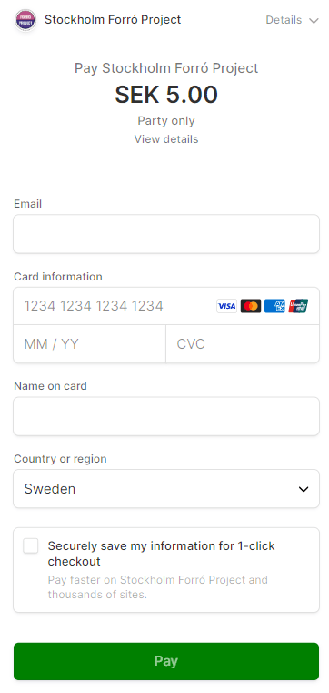 Example of our Payment page
